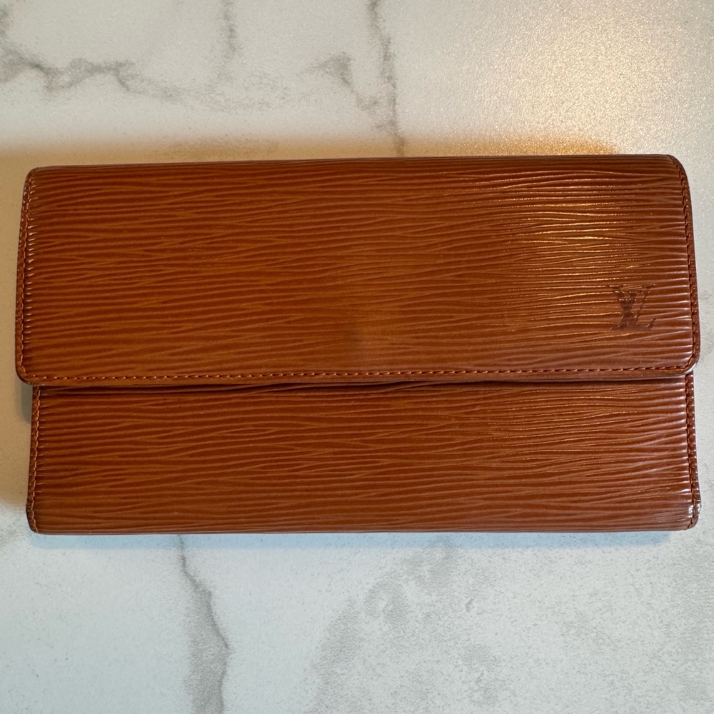 Louis Vuitton Epi Leather Wallet in rare orange color